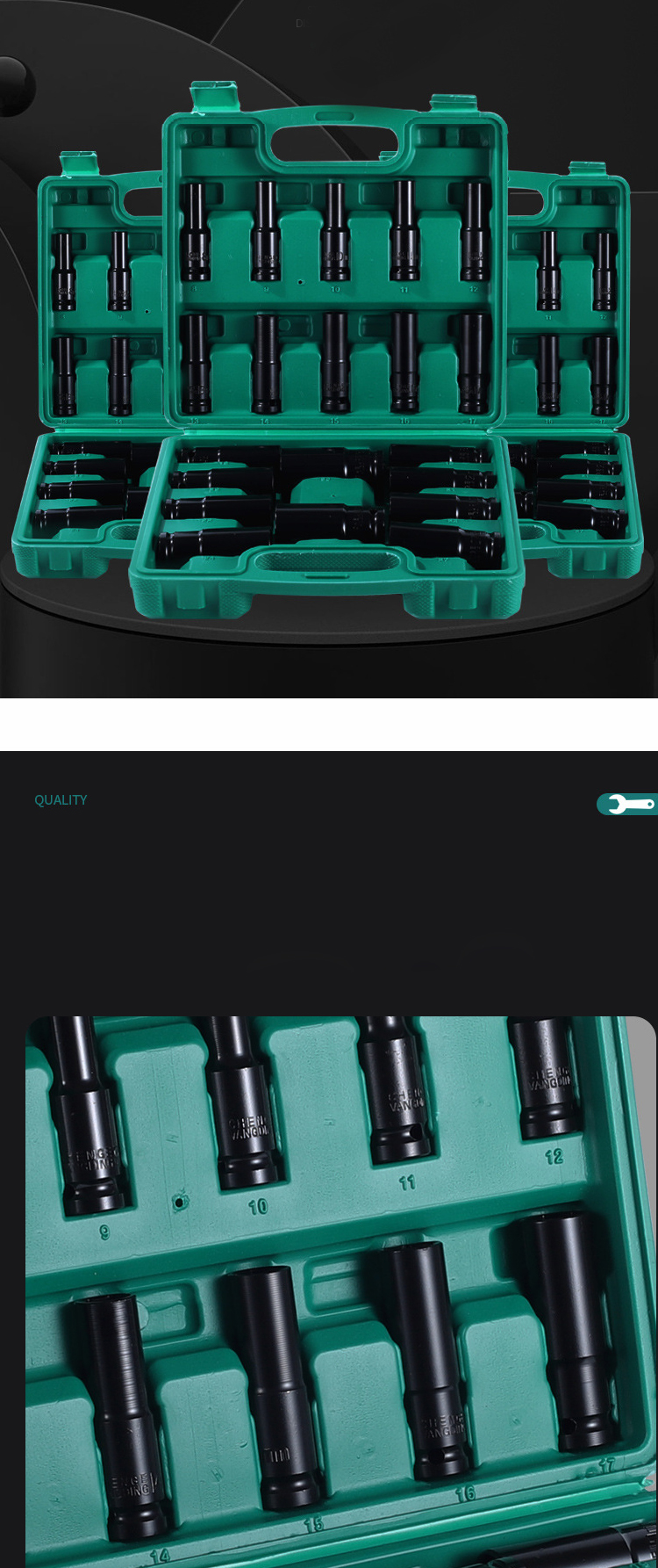 핫 세일 20 Pcs 8-32mm 고품질 1/2 크기 78 MM 길이 깊은 공기 충격 소켓 세트