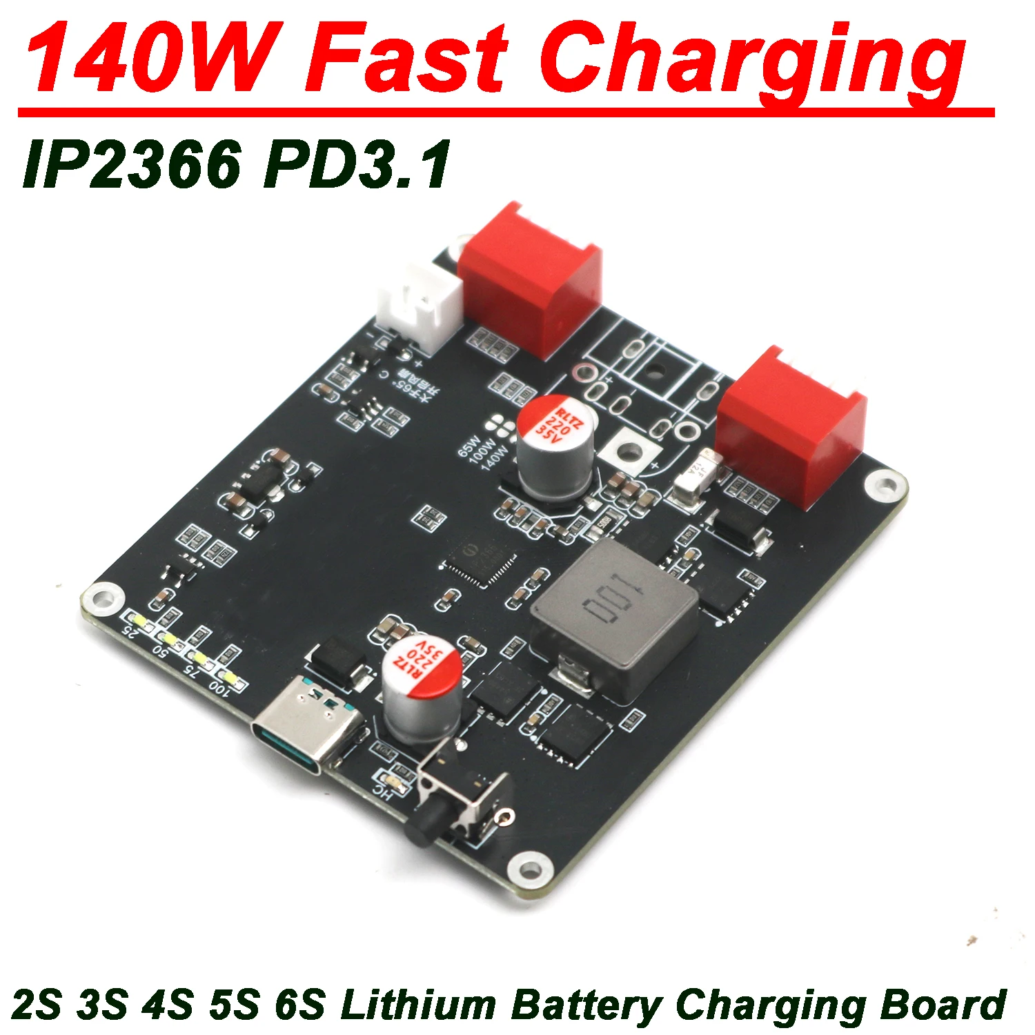 양방향 고속 충전 모듈 리튬 배터리 충전 Liion Lifepo4 BMS 충전기 USB to DC IP2366 PD3.1 140W 2S 3S 4S 5S 6S [ZTA179-370]