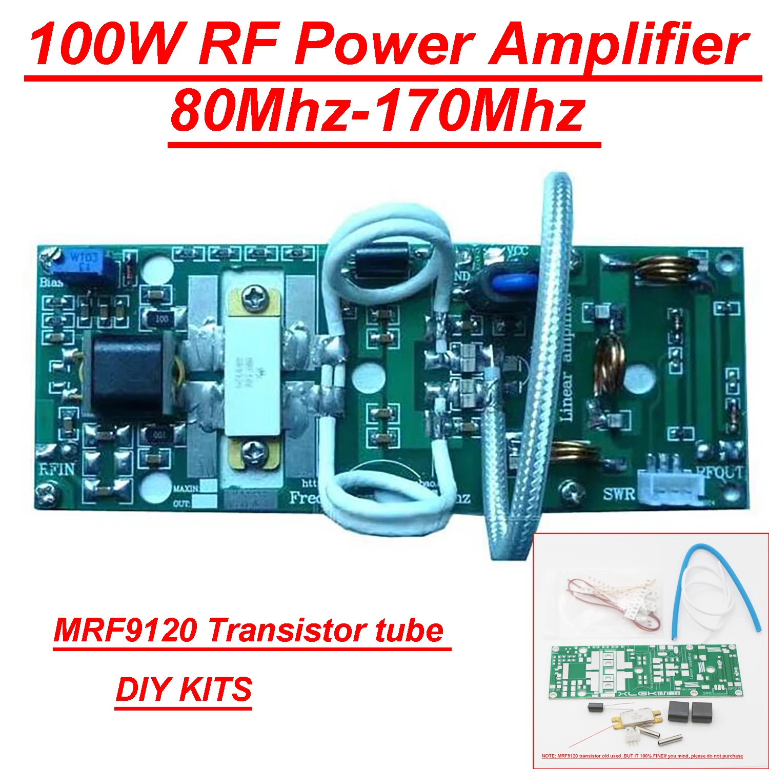 100W FM VHF RF 전력 증폭기판 80 170Mhz DIY MRF9120 트랜지스터 f 라디오 무전기 송신기 통신 [ZTF113-071]