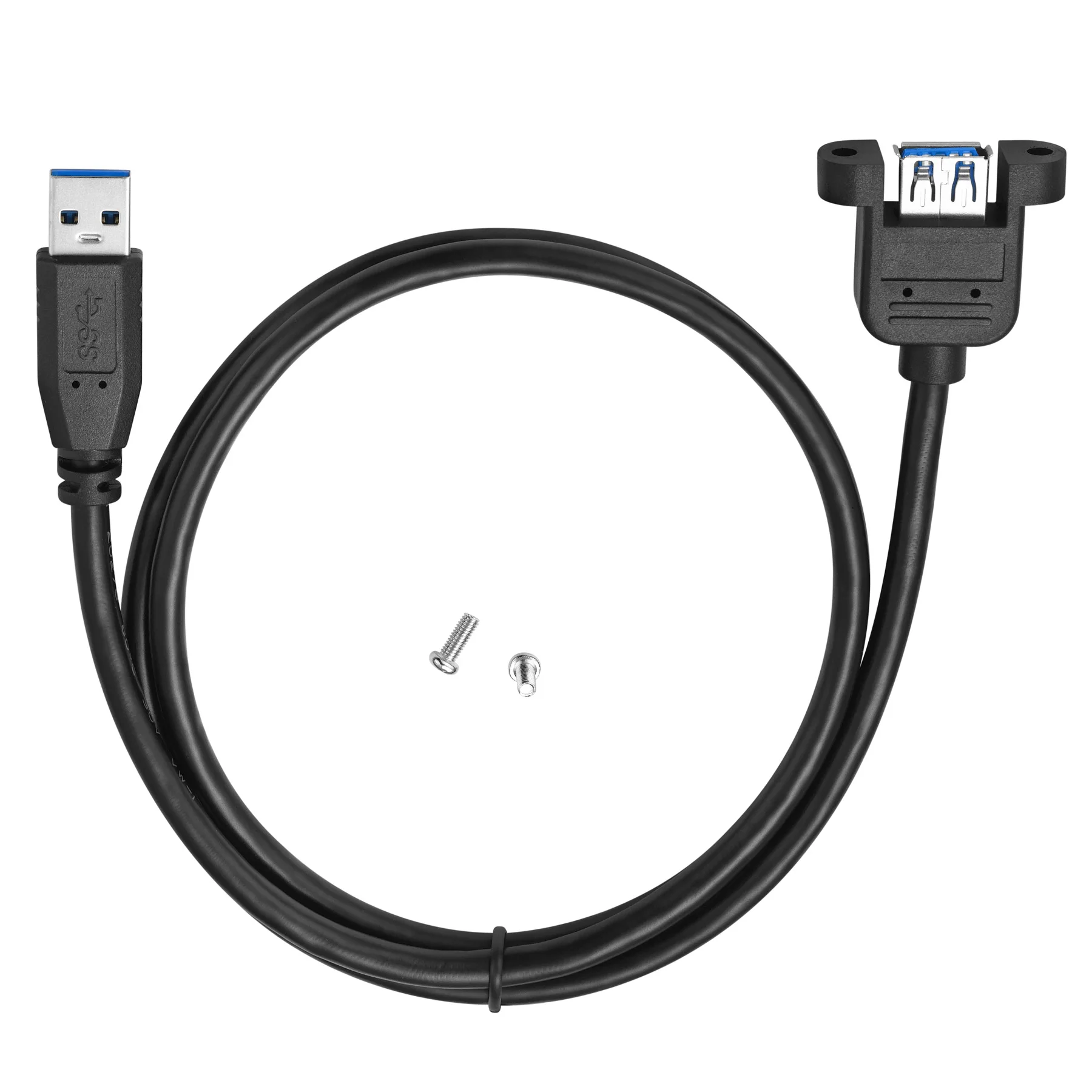 USB 3.0 연장 케이블 남성-여성 이중 차폐(호일 + 편조) 나사 패널 마운트 포함 60cm [BL034-003]