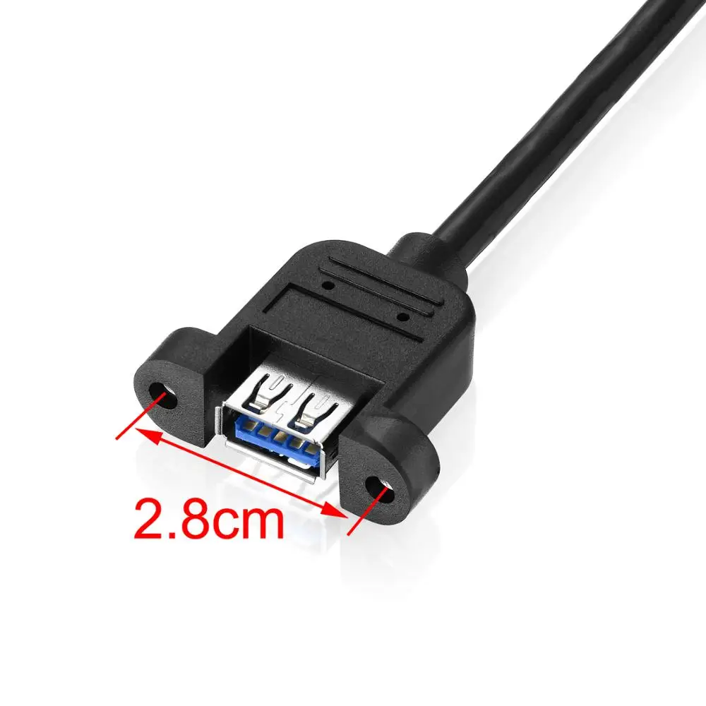 USB 3.0 연장 케이블 남성-여성 이중 차폐(호일 + 편조) 나사 패널 마운트 포함 5m [BL034-009]