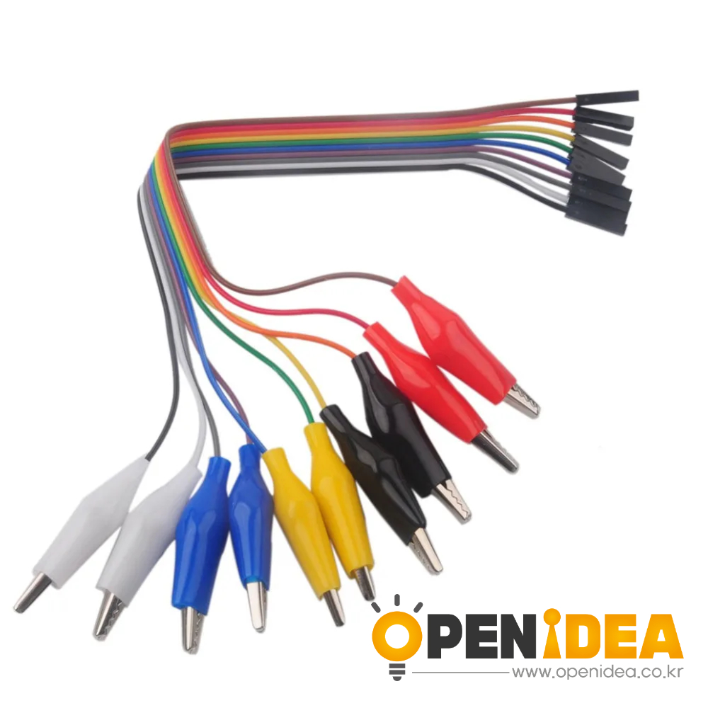 20cm 악어 클립-듀퐁 와이어 10Pin   암놈 클립-점퍼 와이어 Arduino Raspberry Pi 용 10pin  [ZBD002-003]
