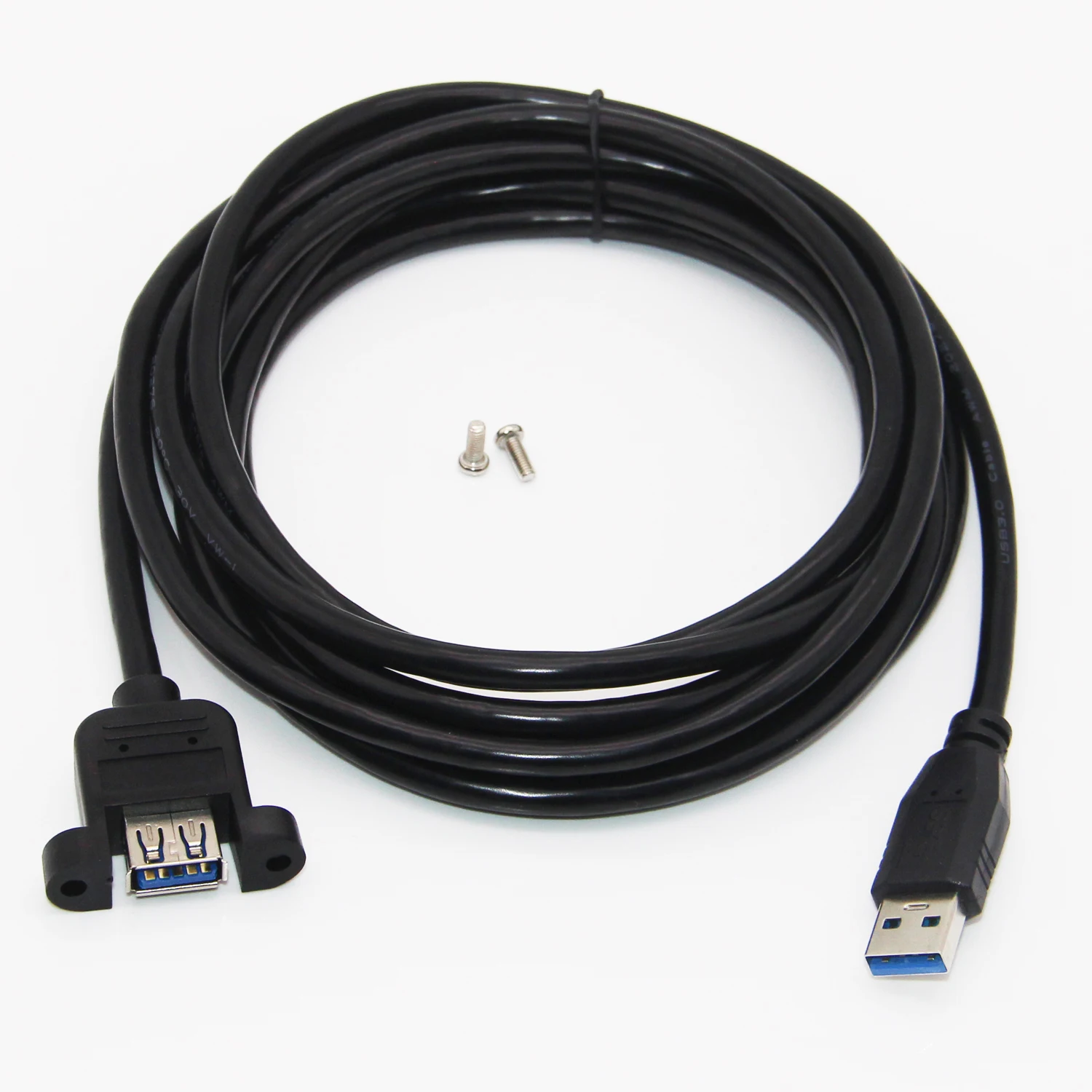 USB 3.0 연장 케이블 남성-여성 이중 차폐(호일 + 편조) 나사 패널 마운트 포함 2m [BL034-007]