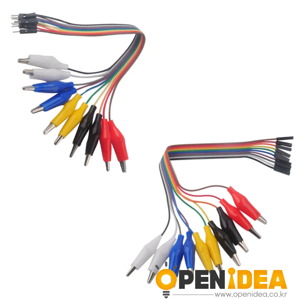 20cm 악어 클립-듀퐁 와이어 10Pin 숫놈  악어 클립-점퍼 와이어 Arduino Raspberry Pi 용  [ZBD002-001]