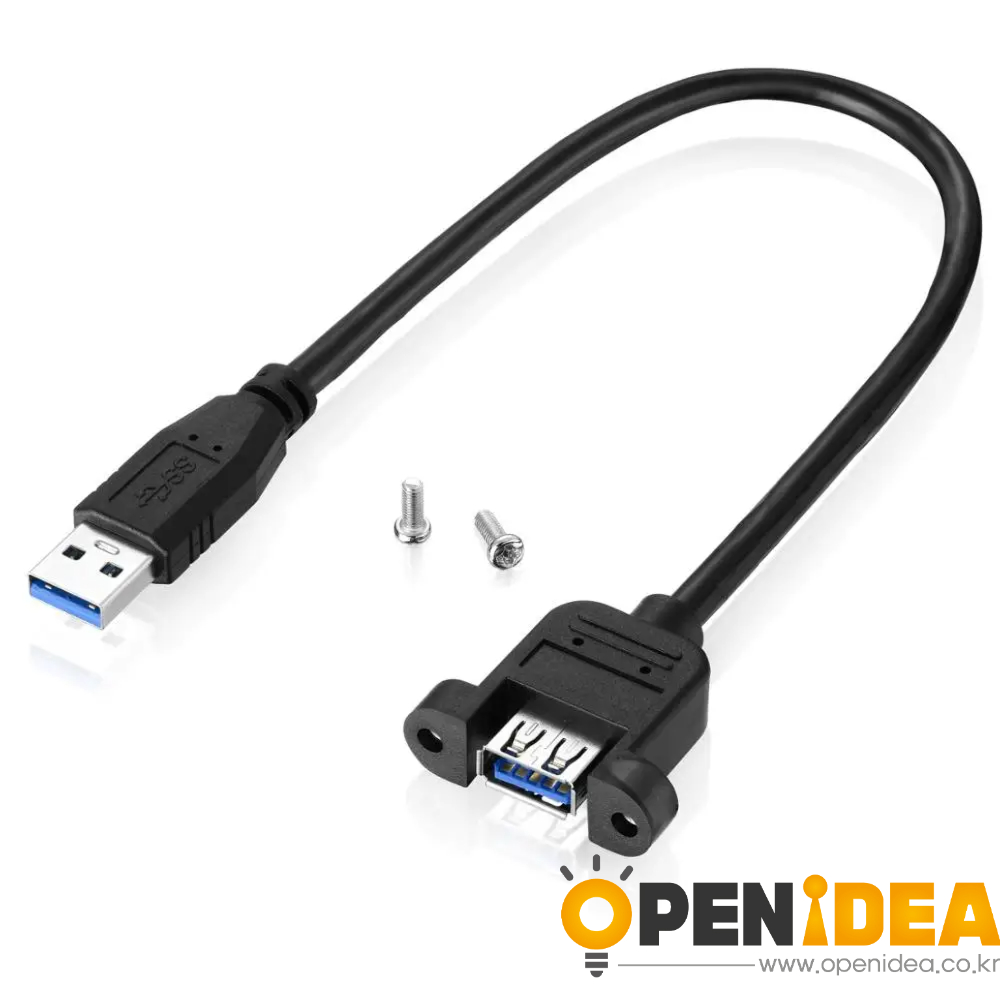 USB 3.0 연장 케이블 남성-여성 이중 차폐(호일 + 편조) 나사 패널 마운트 포함 60cm [BL034-003]