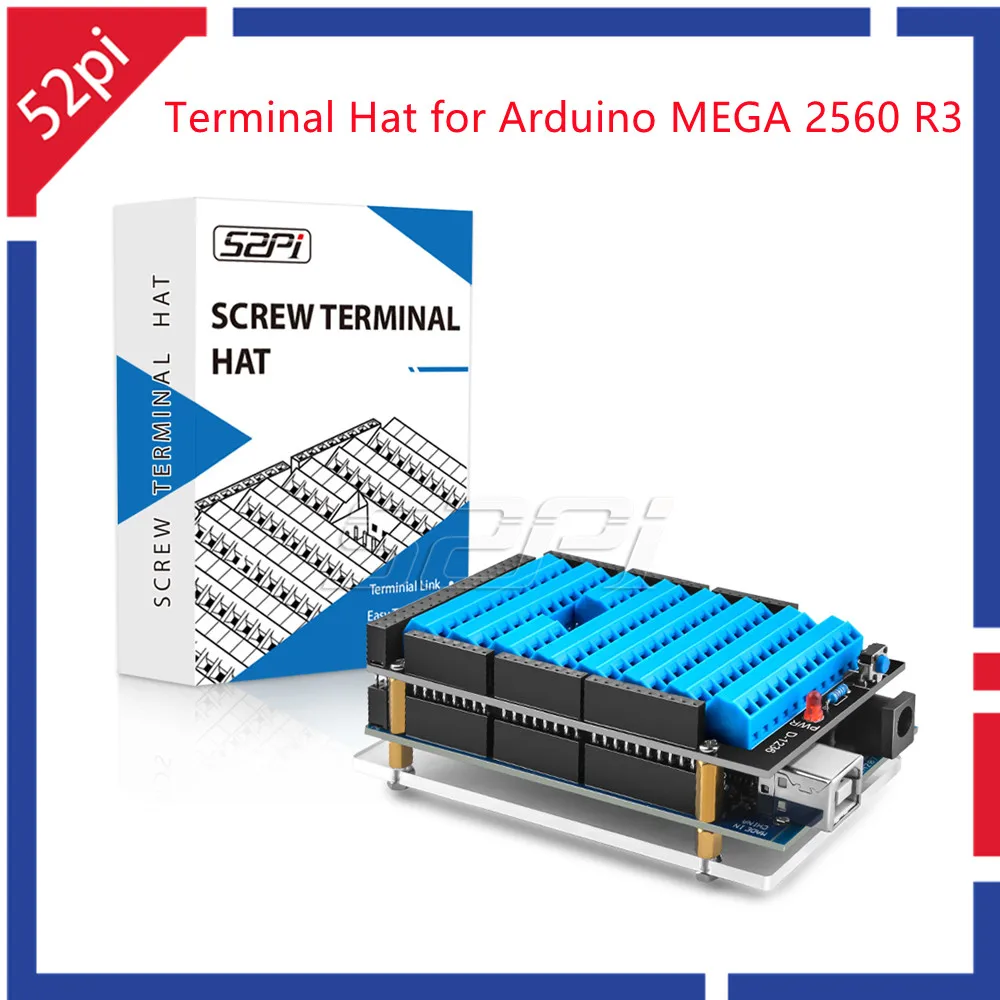 새로운 기능 Arduino MEGA 2560 R3 Arduino 모자 리셋 버튼 및 LED 표시기용 52Pi 터미널 모자 [52PI-020]