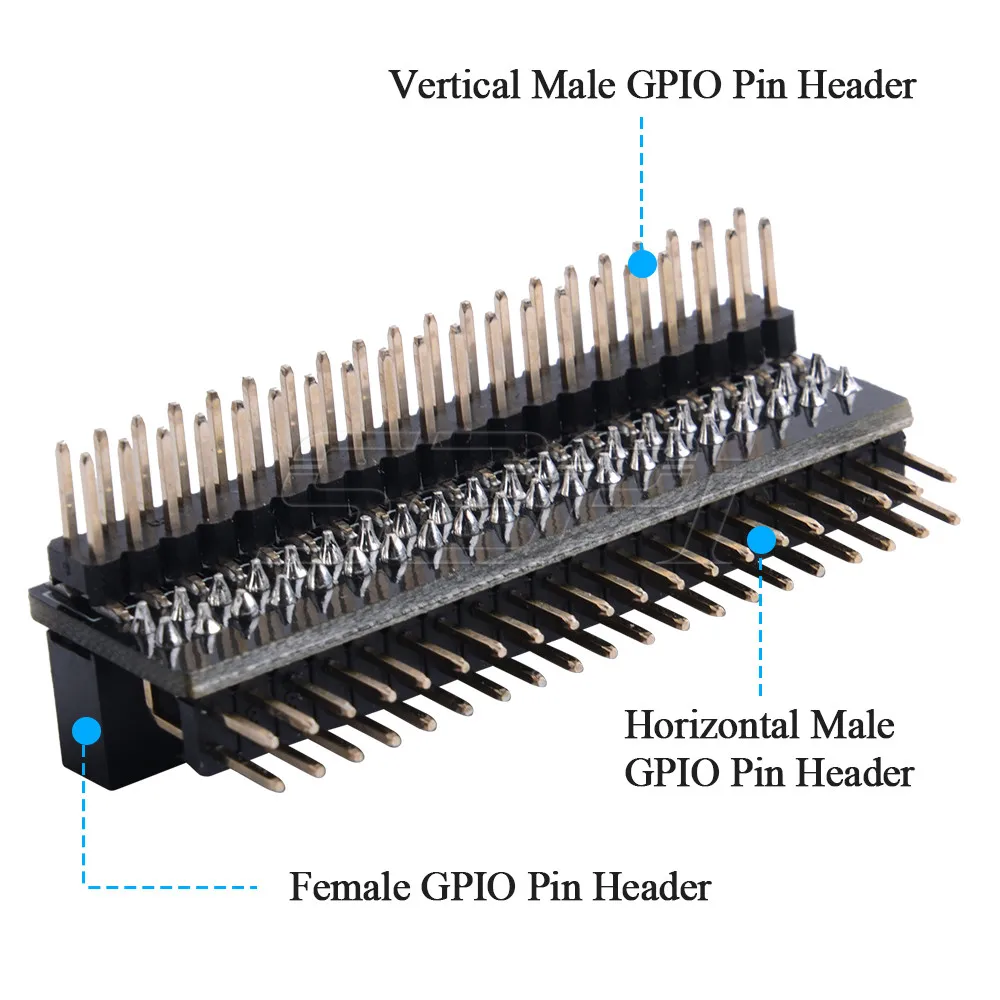 52Pi GPIO 엣지 익스텐션 헤더, 라즈베리 파이 5B 4B 3B+ 3B 제로 W 제로용 40 핀 보드 [52PI-011]
