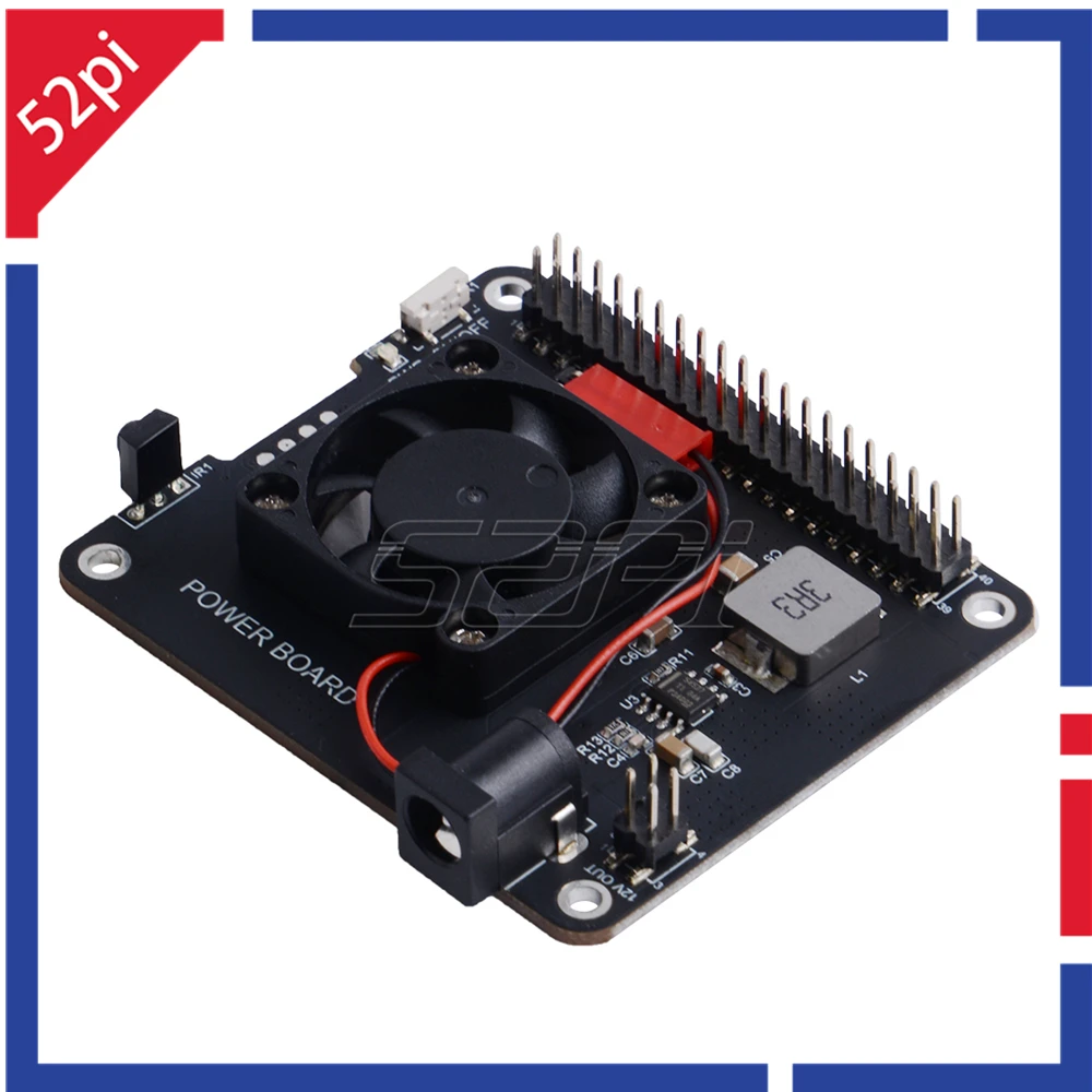Raspberry Pi 라즈베리파이 Pi 4 3B+ 파워보드 5V4A 출력 팬 포함 적외선 리모컨 사용 [52PI-032]