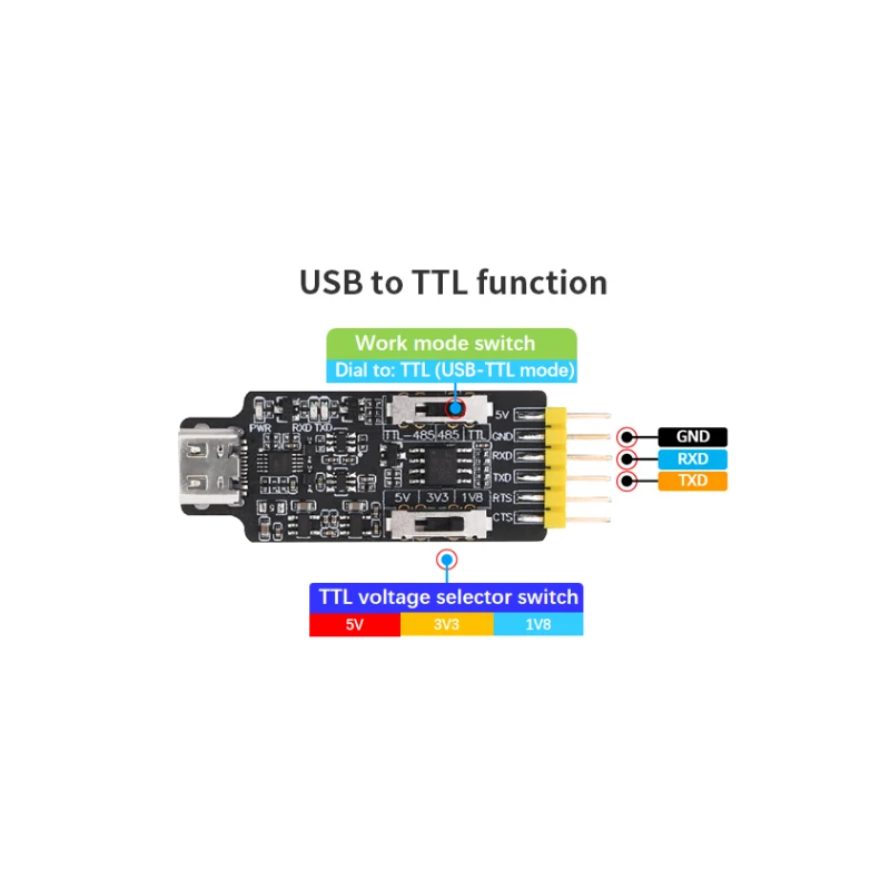 TYPE-C USB-485 직렬 포트 모듈 컨버터 USB-TLL 직렬 포트 TLL-485 직렬 포트 MO340P 1.8V 3.3V 5V [ALIENTEK-19]