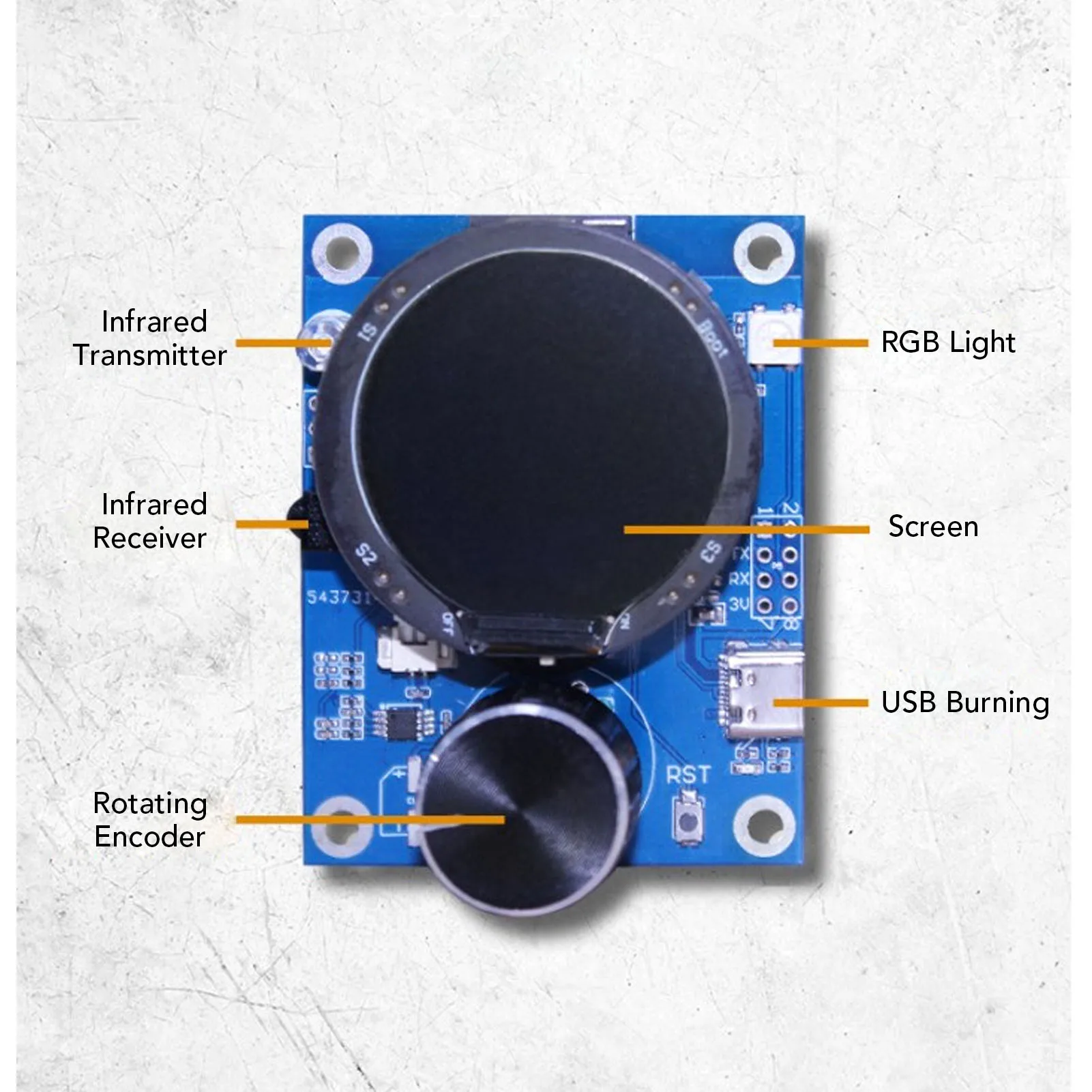 LCD 테스트 보드 ESP32-C3 칩 노브 스크린 평가 개발 보드 회전 인코더 스위치 포함 [ZTI45-005]