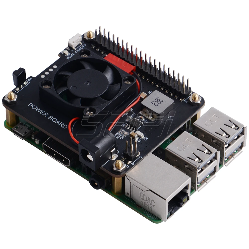 Raspberry Pi 라즈베리파이 Pi 4 3B+ 파워보드 5V4A 출력 팬 포함 적외선 리모컨 사용 [52PI-032]