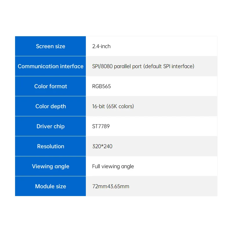 TFT 디스플레이 2.4 인치 LCD 모듈 정전식 LCD 디스플레이 IPS 스크린 320x240 해상도 ST7789 드라이버 칩 ESP32 [ALIENTEK-22]