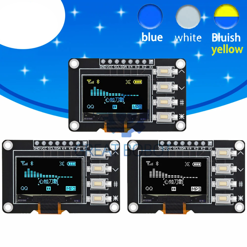신제품 0.96 인치 OLED IIC 흰색/노란색 파란색/파란색 12864 OLED 디스플레이, Arduino 용 4x4 키 I2C SSD1315 LCD 스크린 보드 [ZTI45-008]