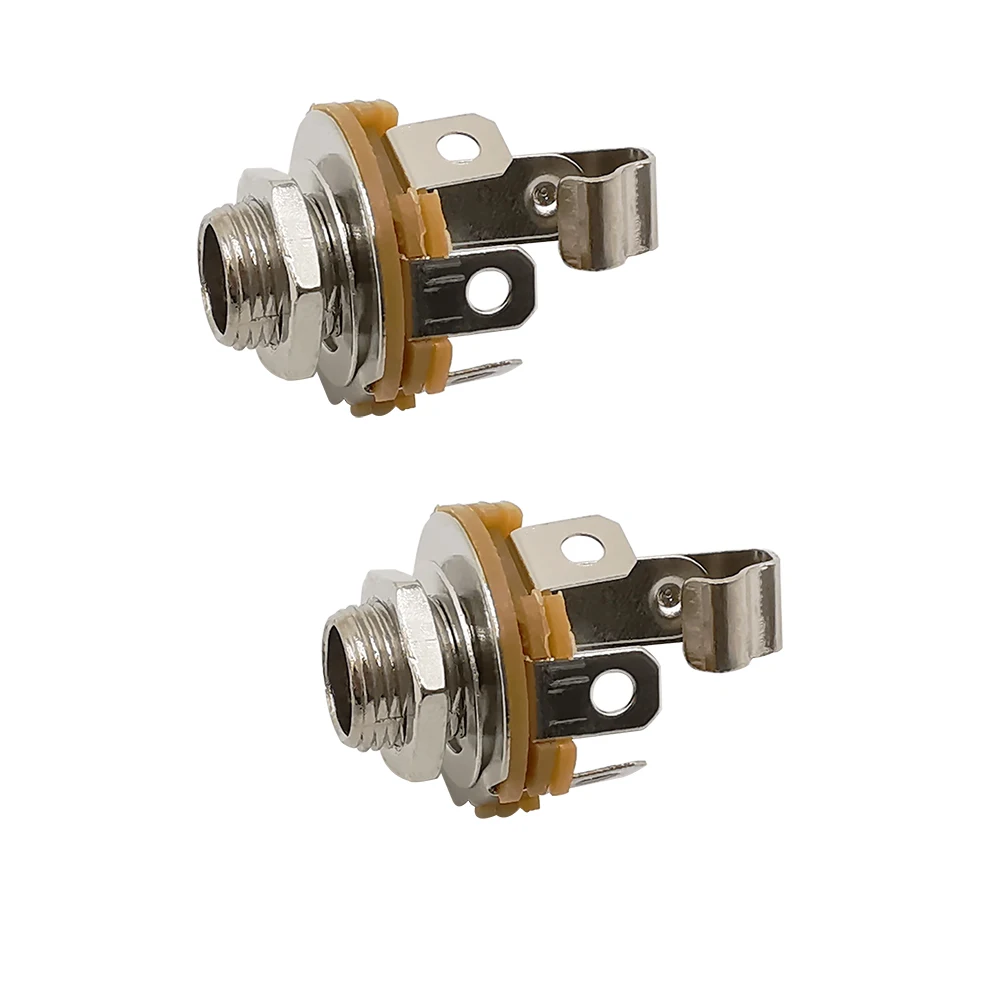  6.35mm 잭 소켓 모노 2 극 암 잭 (스위치 너트 및 와셔 포함) 니켈 마감 6.35mm 잭 소켓 스켈레톤 10Pcs [ZCH008-005]