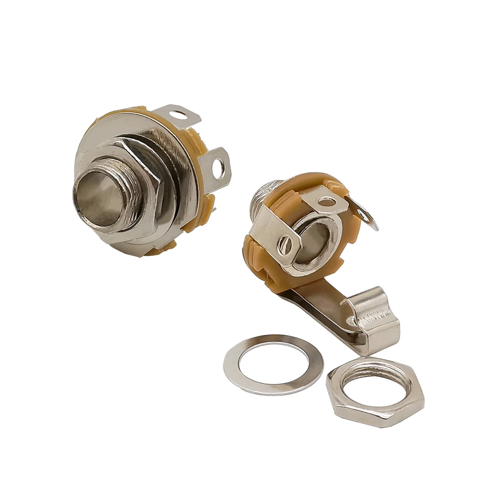  6.35mm 잭 소켓 모노 2 극 암 잭 (스위치 너트 및 와셔 포함) 니켈 마감 6.35mm 잭 소켓 스켈레톤 10Pcs [ZCH008-005]