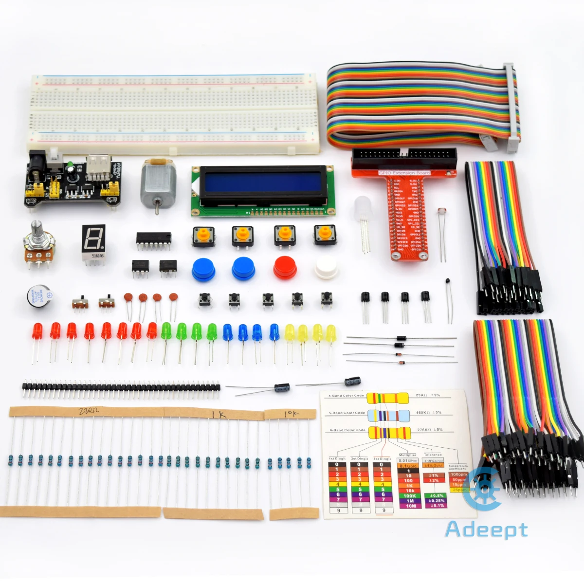 ADR006 라즈베리 파이 4  2 모델 B/B +  LCD1602  모터  C 및 파이썬 코드  초보자  스타터 키트용 Adeept 스타터 키트 PDF 가이드북 포함 [Adeept-035]