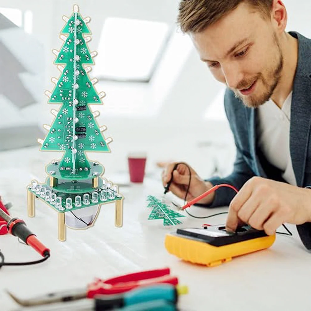 christmas tree 색상 회전 3D RGB 크리스마스 트리 LED DIY 키트  음악 크리스마스 트리 회로 전자 용접 어셈블리 재미있는 키트 [Adeept-039]