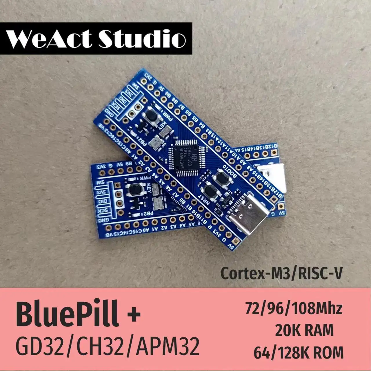 BlueBill Plus 학습 보드 STM32F103CBT6 대신 APM32F103CBT6 GD32F103CBT6 CH32F103C8T6 CH32V203C8T6 [WeAct Studio-068]