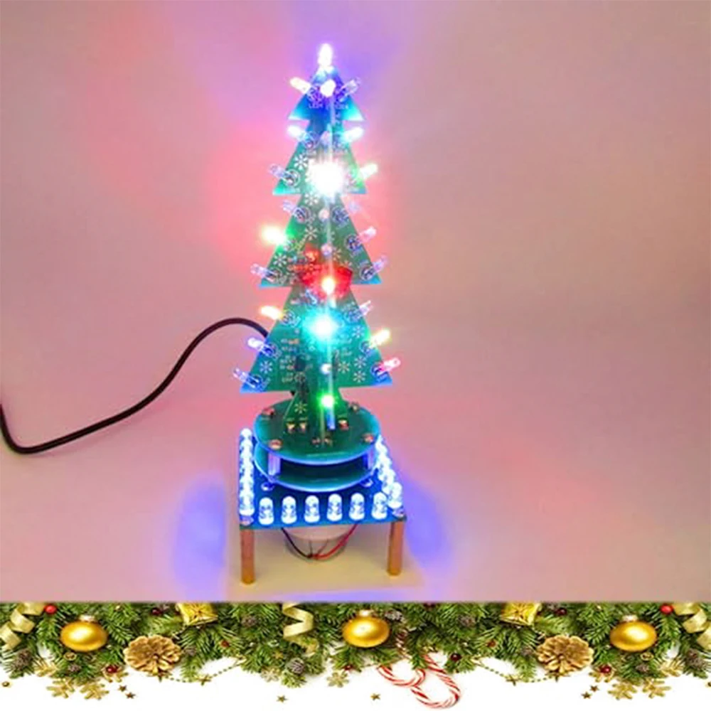 christmas tree 색상 회전 3D RGB 크리스마스 트리 LED DIY 키트  음악 크리스마스 트리 회로 전자 용접 어셈블리 재미있는 키트 [Adeept-039]