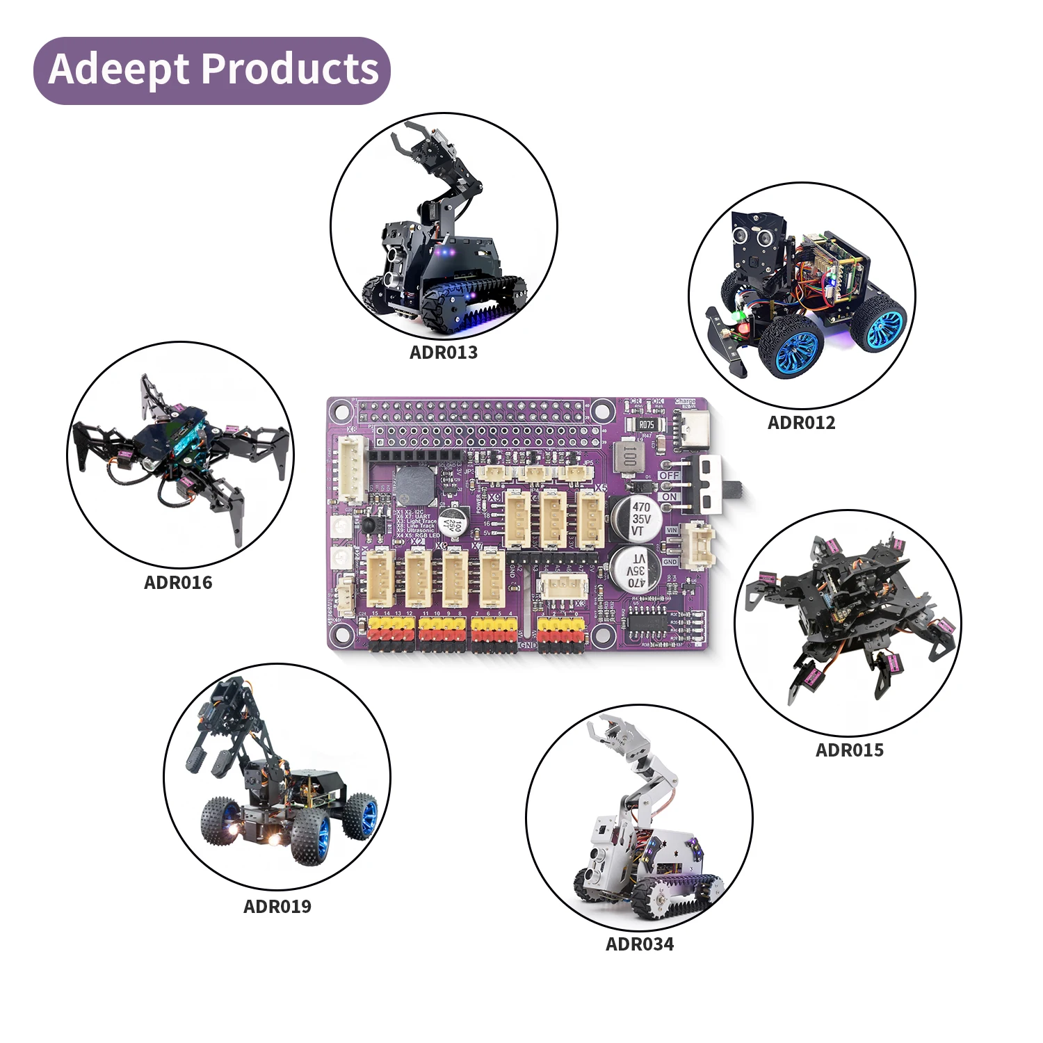 ADM133-V3.1 Raspberry Pi용 Adeept 로봇 모자  Raspberry Pi 5/4B/3B/3B+용 확장 보드  PDF 튜토리얼이 포함된 스마트 로봇 자동차 드라이버 [Adeept-038]