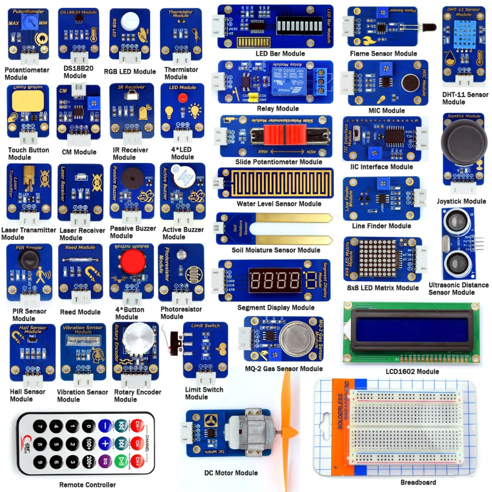ADA016 42 모듈 Arduino UNO R3 Mega2560 Nano용 최고의 센서 키트 가이드북이 포함된 Arduino용 센서 스타터 키트(PDF) [Adeept-031]
