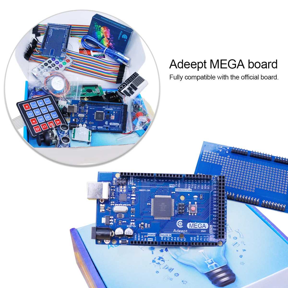 ADA010 아두이노 메가2560 LCD1602 용 Adeept 얼티밋 스타터 키트 스테퍼 모터 ADXL345 PDF 가이드 포함 [Adeept-025]