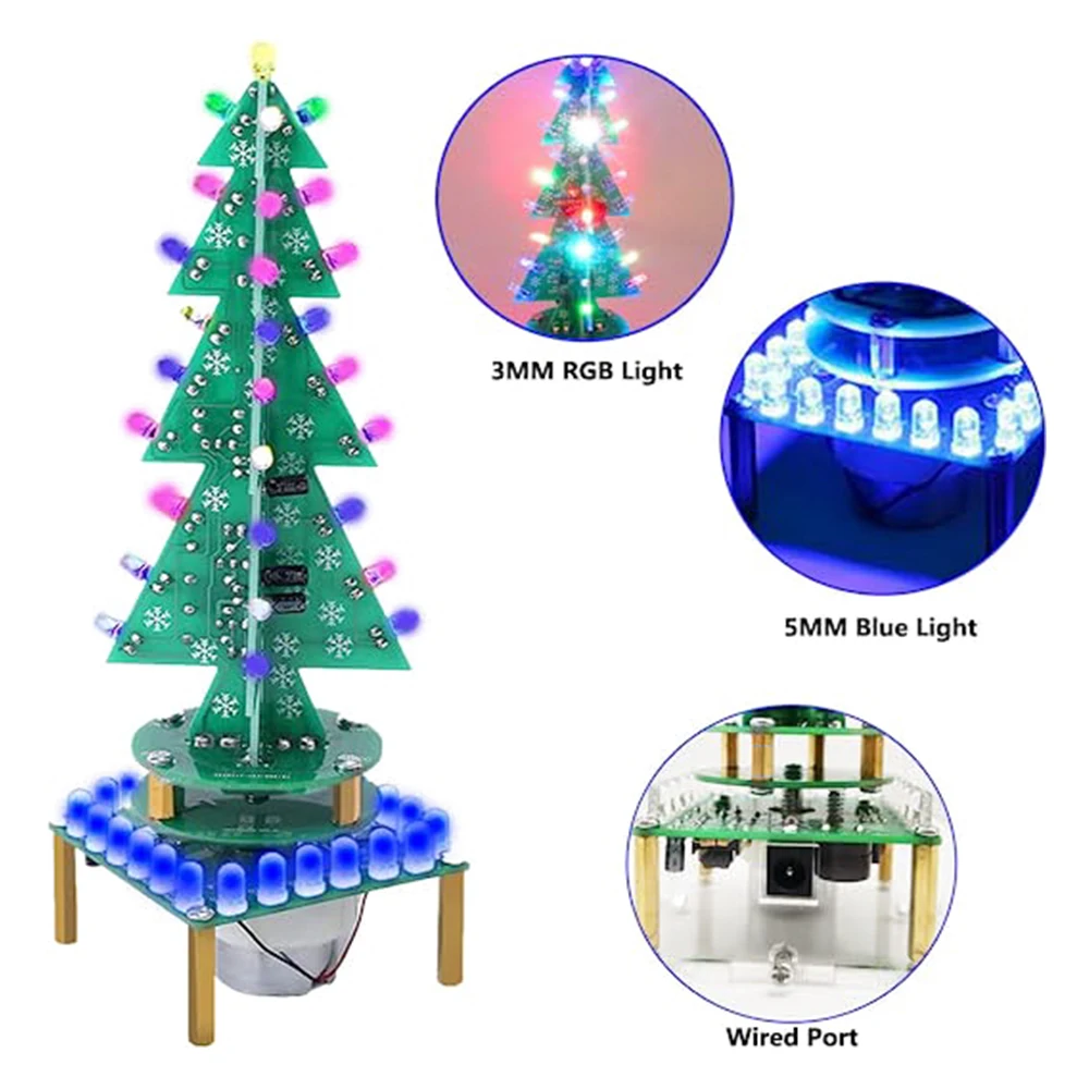 christmas tree 색상 회전 3D RGB 크리스마스 트리 LED DIY 키트  음악 크리스마스 트리 회로 전자 용접 어셈블리 재미있는 키트 [Adeept-039]
