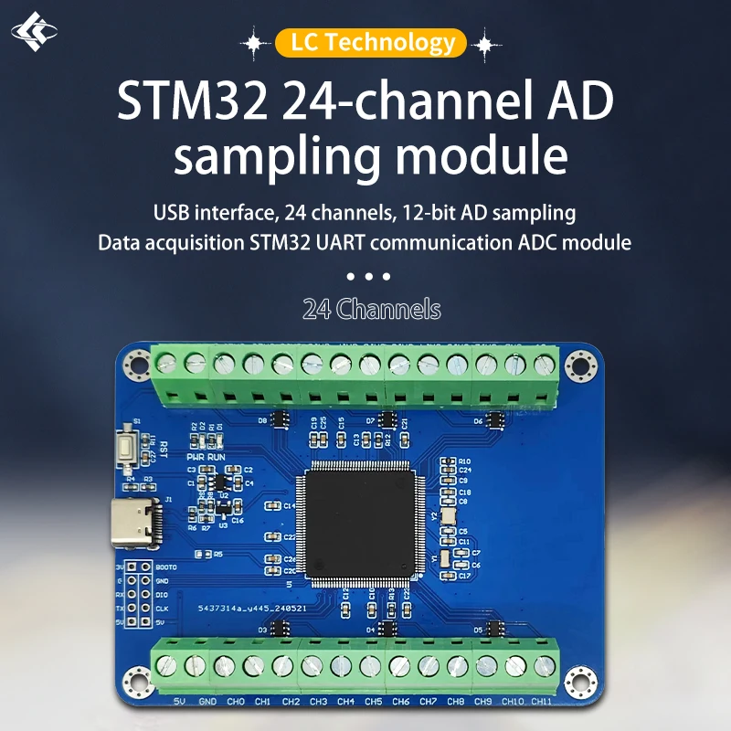 STM32F407ZET6 24채널 12비트 AD 샘플링 모듈 (데이터 수집 Type-C 인터페이스) [LCTECH-44]