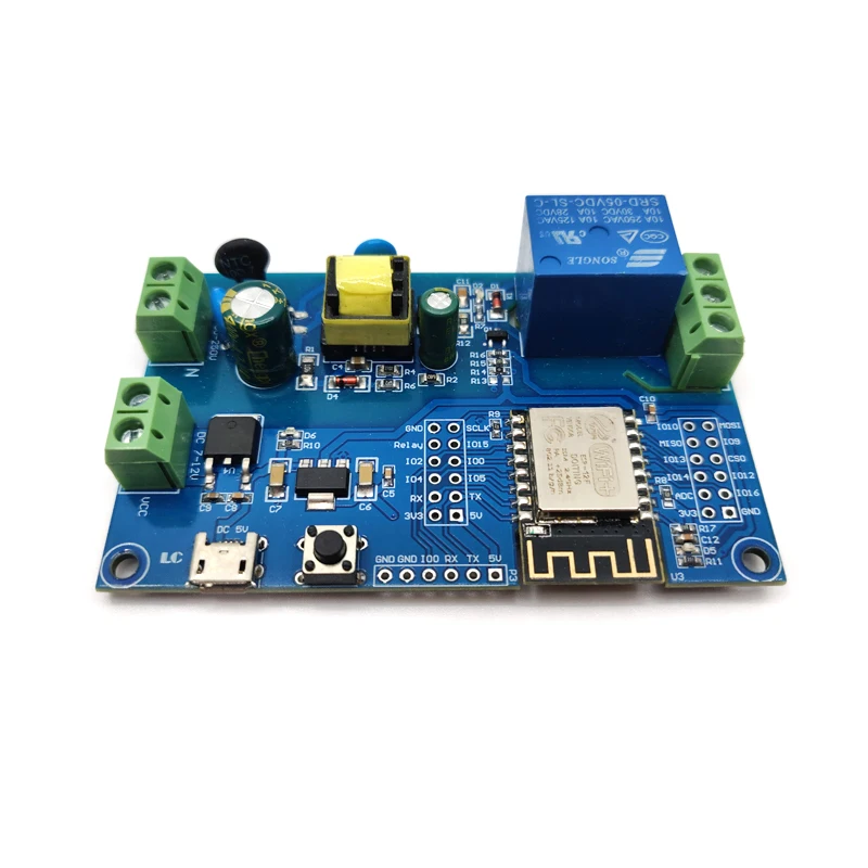 AC DC 전원 공급 ESP8266 WiFi 단일 채널 릴레이 모듈 (ESP-12F 개발 보드 2차 개발 가능) [LCTECH-38]