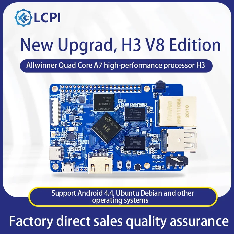 LCPI H3 V8 리눅스 안드로이드 개발보드 (전지 H3 칩셋) - 라즈베리파이 대비 1GB RAM+8GB eMMC 내장 (WiFi 지원) [LCTECH-23]