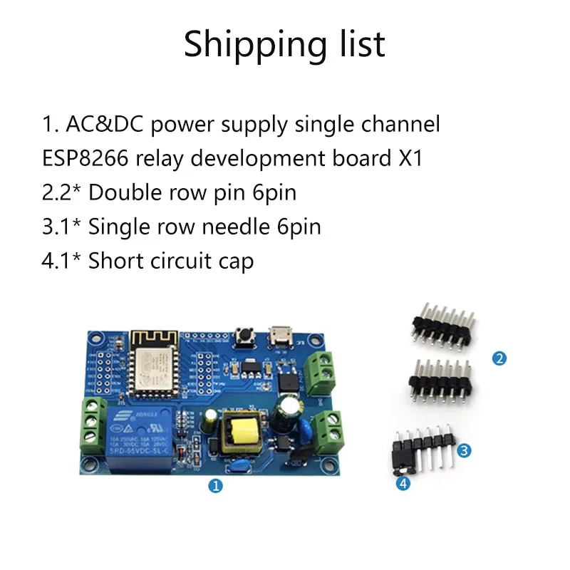 AC DC 전원 공급 ESP8266 WiFi 단일 채널 릴레이 모듈 (ESP-12F 개발 보드 2차 개발 가능) [LCTECH-38]