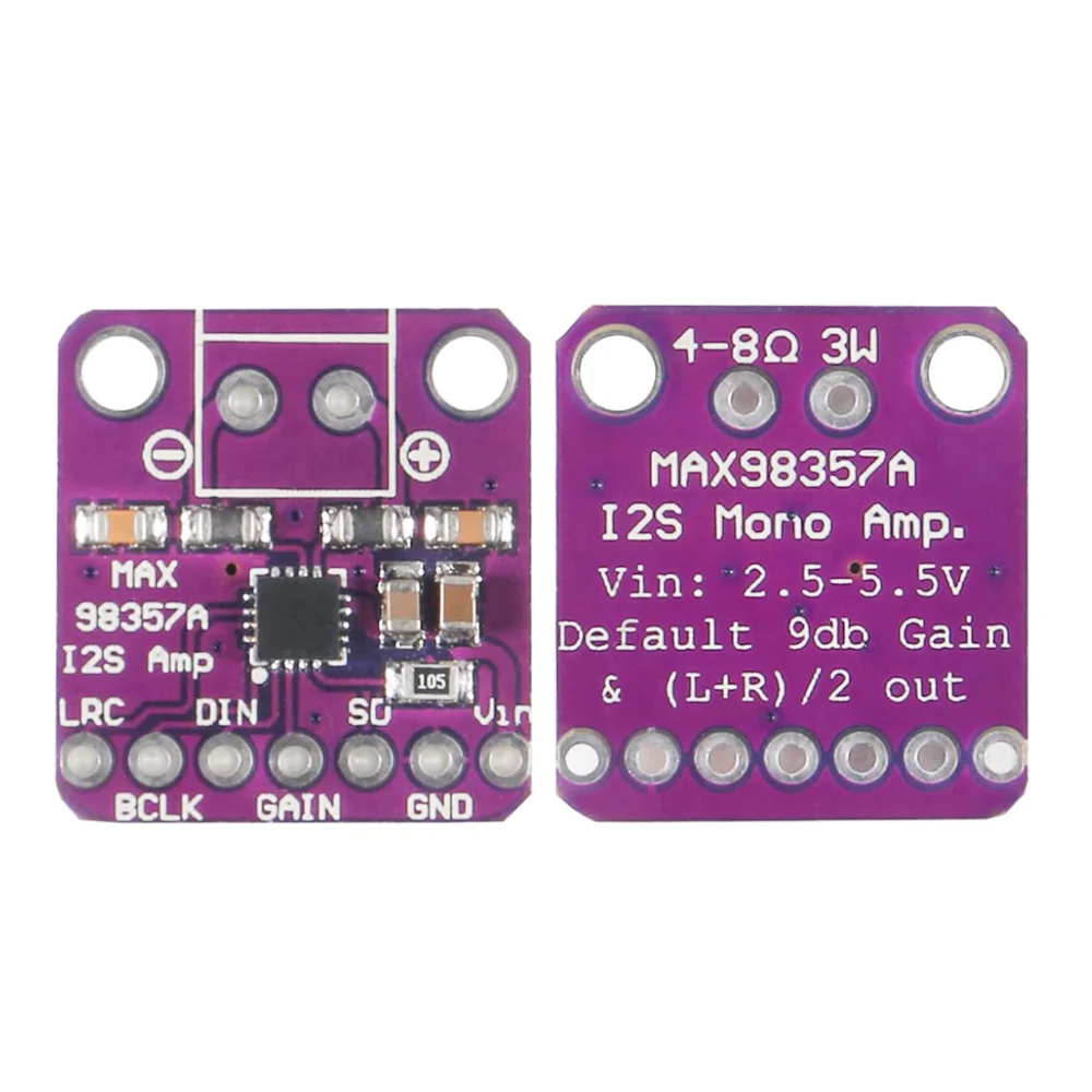 MAX98357 I2S 오디오 앰프 모듈 (무필터 Class-D 증폭)-ESP32 라즈베리 파이 호환 납땜 필요 없음 [ZTP50-010]