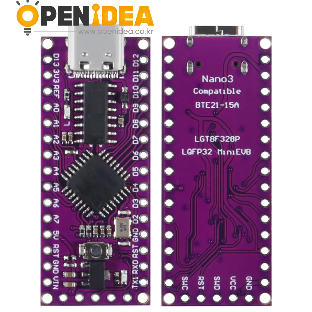 LGT8F328P LQFP32 미니 EVB 보드 (Arduino NANO V3.0 호환)-CH340 칩 탑재 [ZTW40-001]