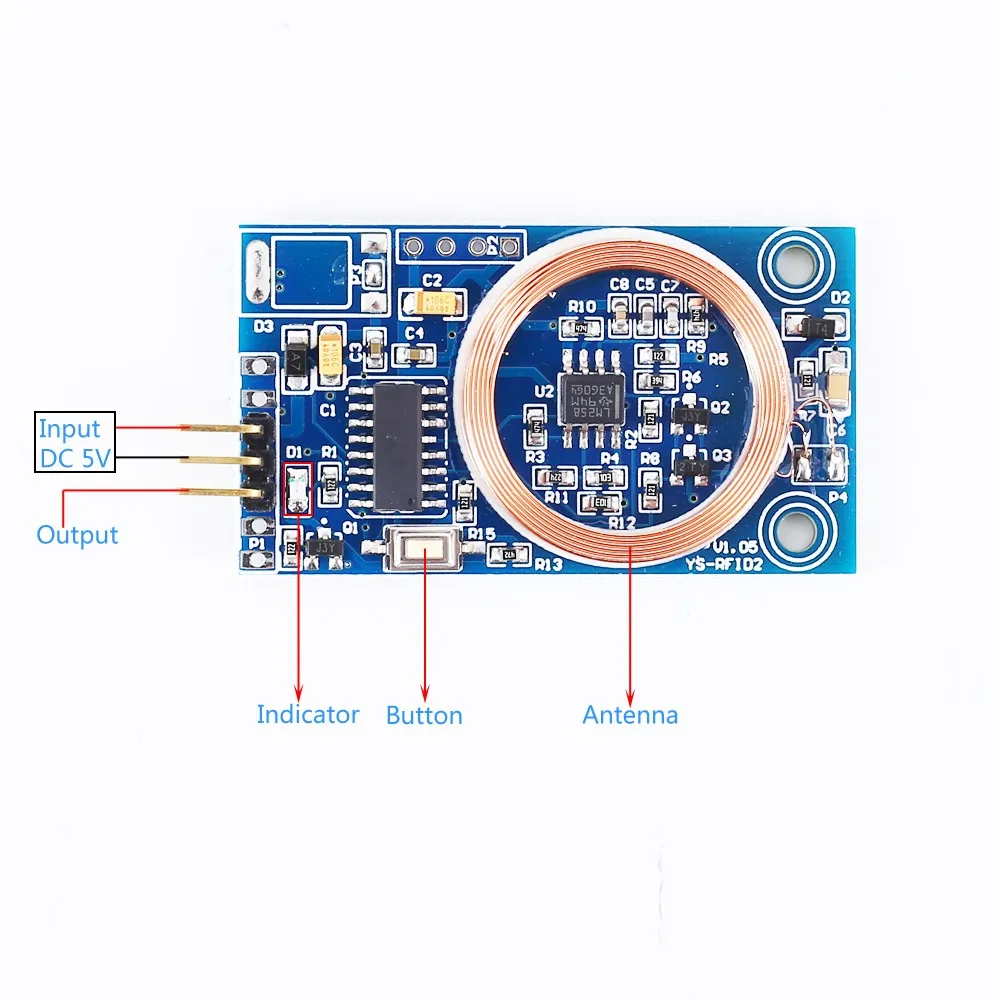 ID 카드 디코더 모듈 (DIY 개조용)-125KHz RF 주파수 UART 시리얼 RFID 리더기 출입통제용 카드 리더 12V 전원 [ZTJ68-013]