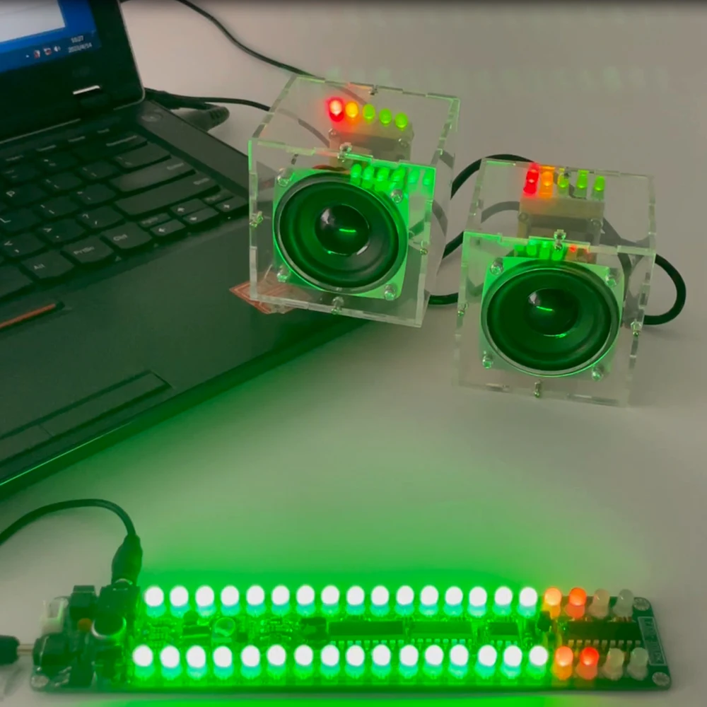 DIY 전자 키트 LED 음악 오디오 스펙트럼 라이트 바 표시기 납땜 연습 모노 듀얼 레드 그린 조정 깜박이 LM3914 [DIY-335]