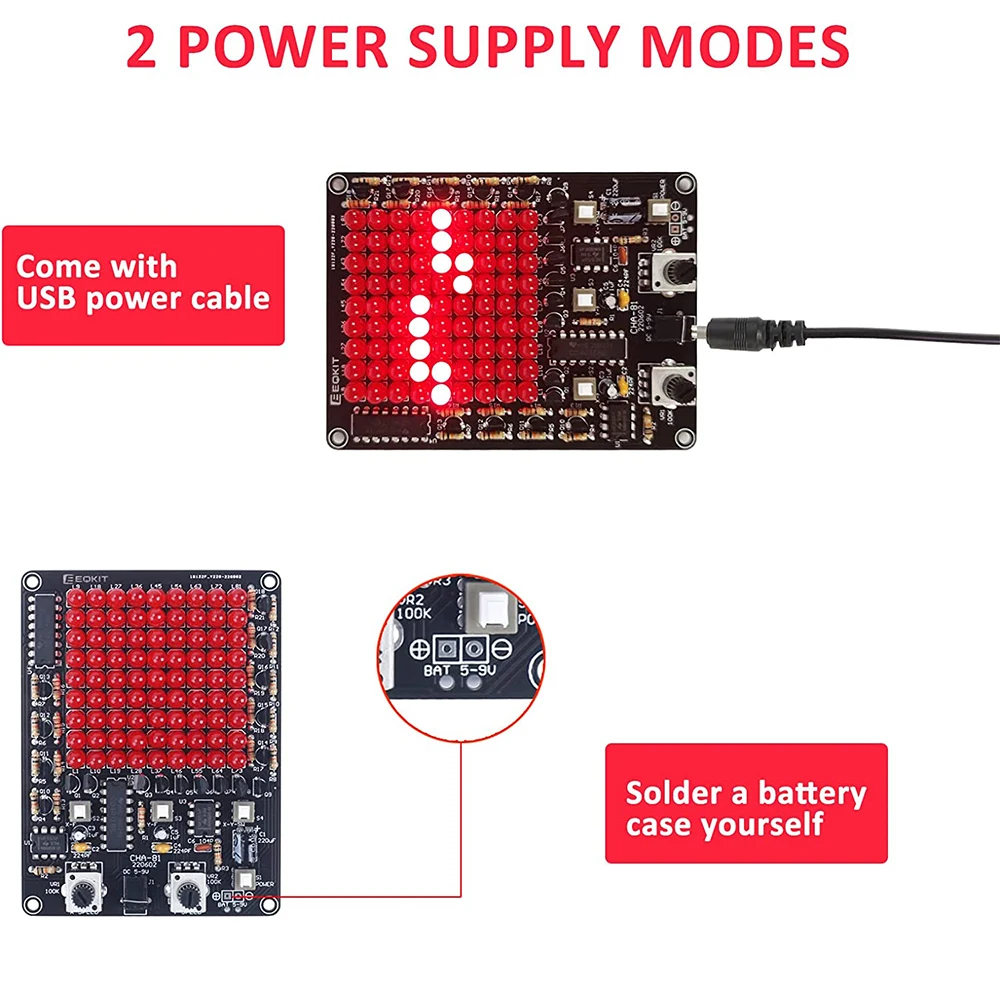 DIY LED 전자 키트 CHA-81 DC4.5-9V LED 추적등 게임 납땜 프로젝트 연습 추적 스팟 USB 배터리 전원 공급 장치 [DIY-337]