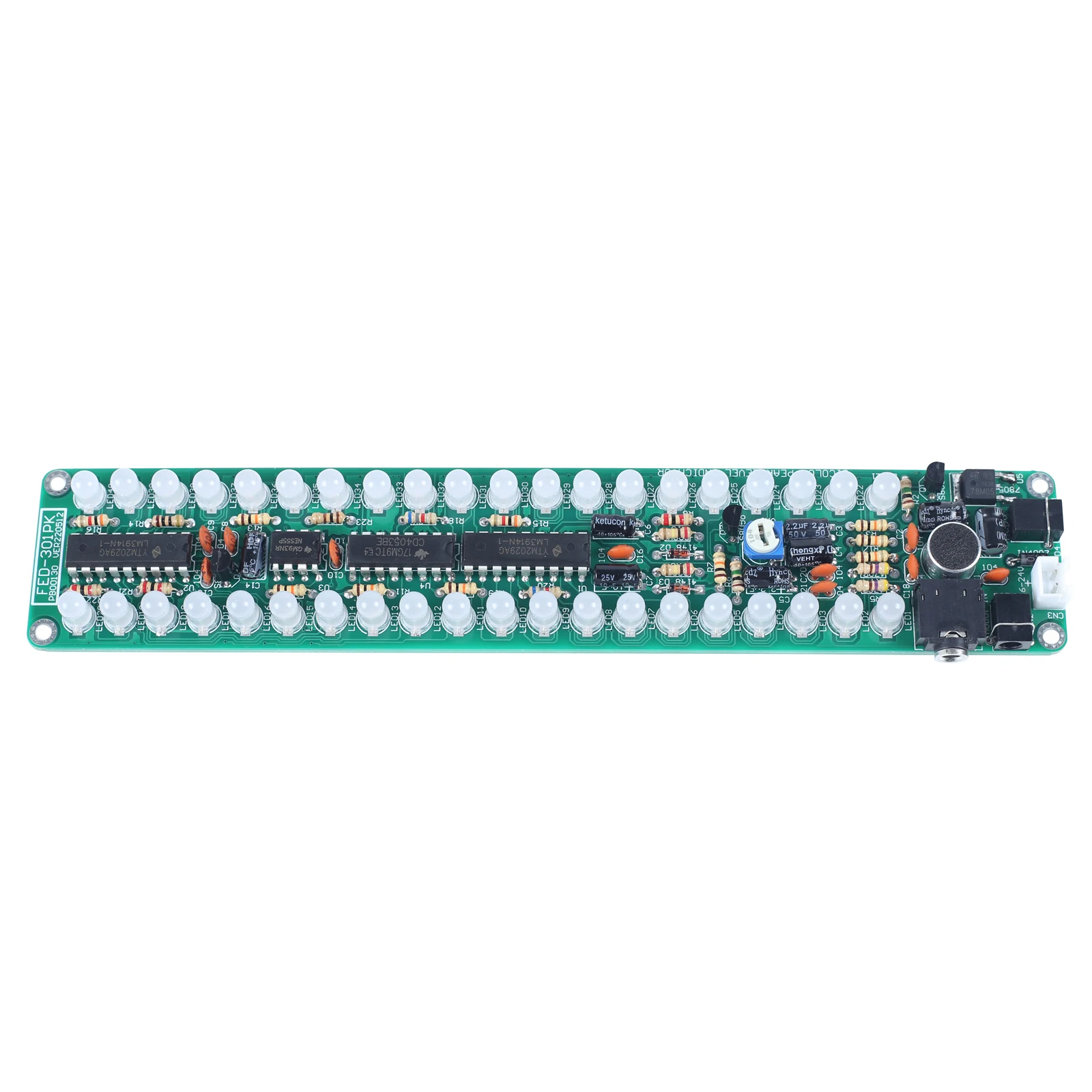 DIY 전자 키트 LED 음악 오디오 스펙트럼 라이트 바 표시기 납땜 연습 모노 듀얼 레드 그린 조정 깜박이 LM3914 [DIY-335]