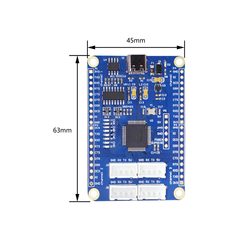 USB to 4채널 TTL 시리얼 컨버터 (원칩 FT4232HL)-USB to 멀티 시리얼 포트 5V 3.3V [ZTB60-001]