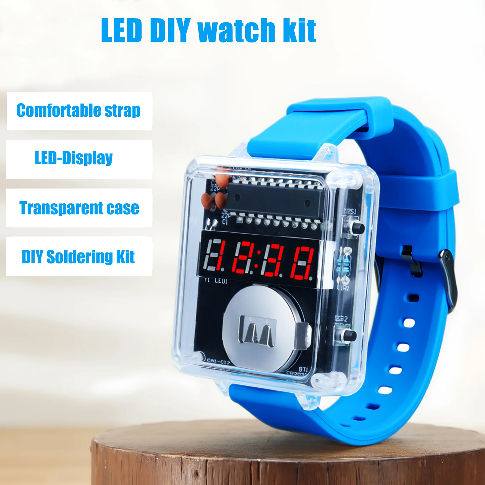 DIY 시계 키트 전자 초보자 학교 학생을위한 4 자리 LED 디스플레이 마이크로 컨트롤러가있는 납땜 연습 프로젝트 키트 [DIY-341]