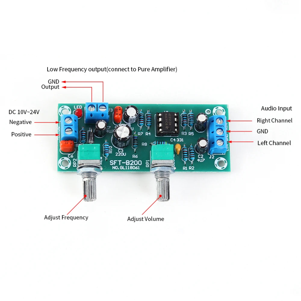 하이엔드 12V 서브우퍼 프리앰프 보드 (HIFI 로우패스 필터 NE5532 프로페셔널 증폭 회로) [ZTP50-016]