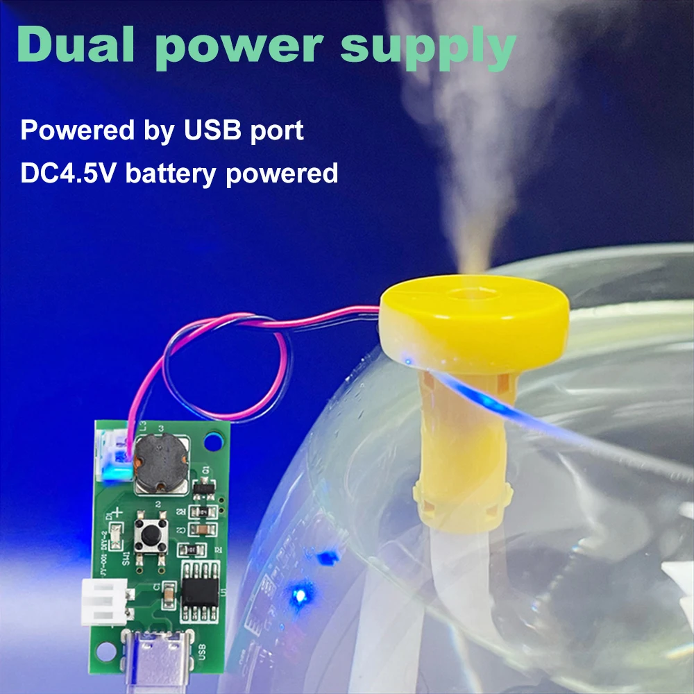 DC 4.5-5V 단일 헤드 초음파 분사 가습 모듈 (듀얼 전원 공급 Type-C 인터페이스) [ZTL46-001]