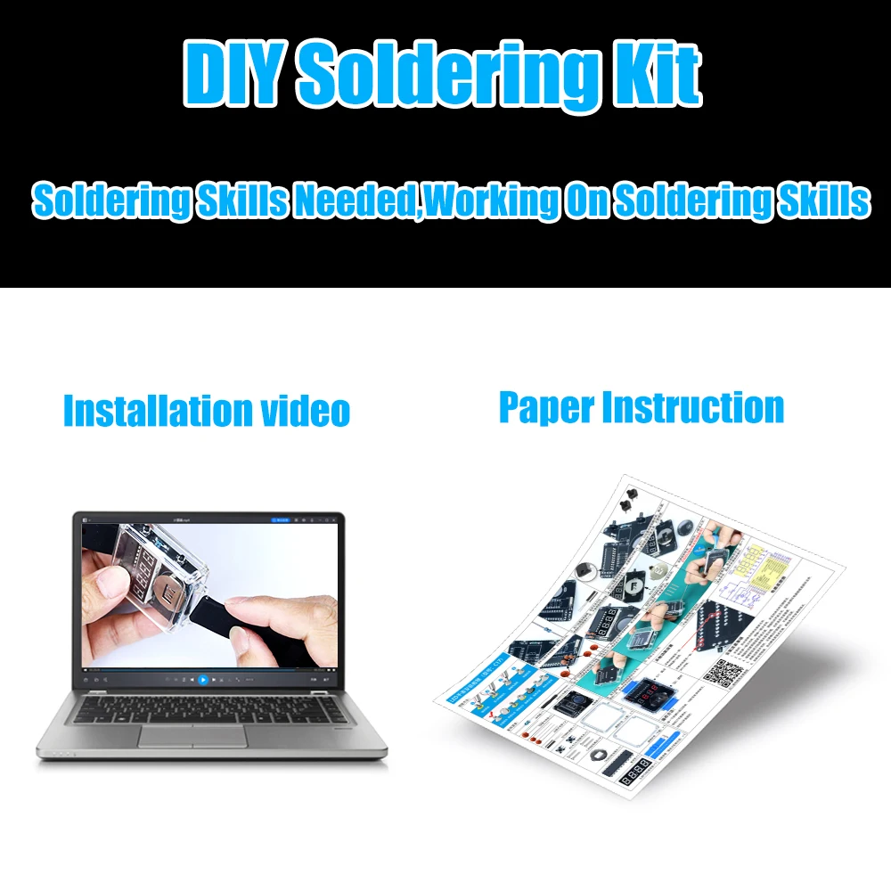 DIY 시계 키트 전자 초보자 학교 학생을위한 4 자리 LED 디스플레이 마이크로 컨트롤러가있는 납땜 연습 프로젝트 키트 [DIY-341]