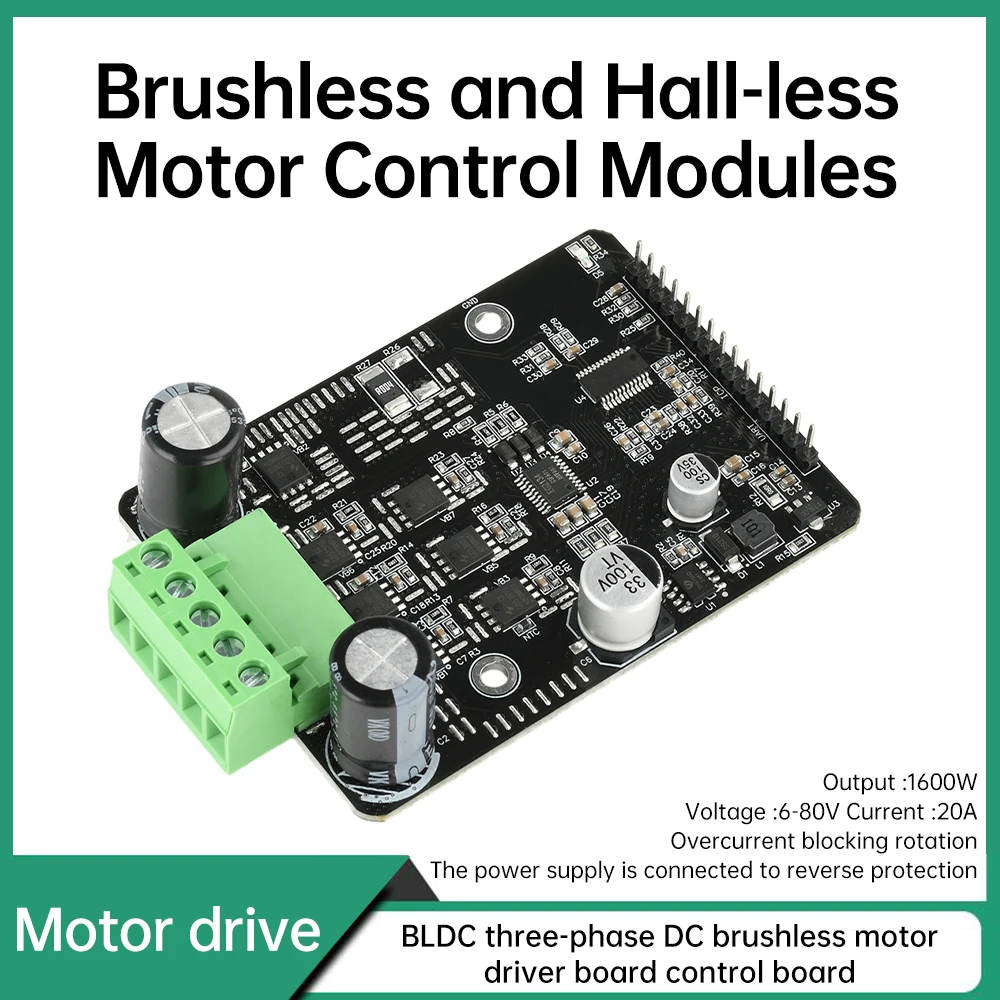 1600W 50A 브러시리스 홀리스 모터 드라이버 보드 DC 6-80V 3상 브러시리스 홀리스 PWM 컨트롤러 모터 드라이버 모듈 [ZTH83-022]