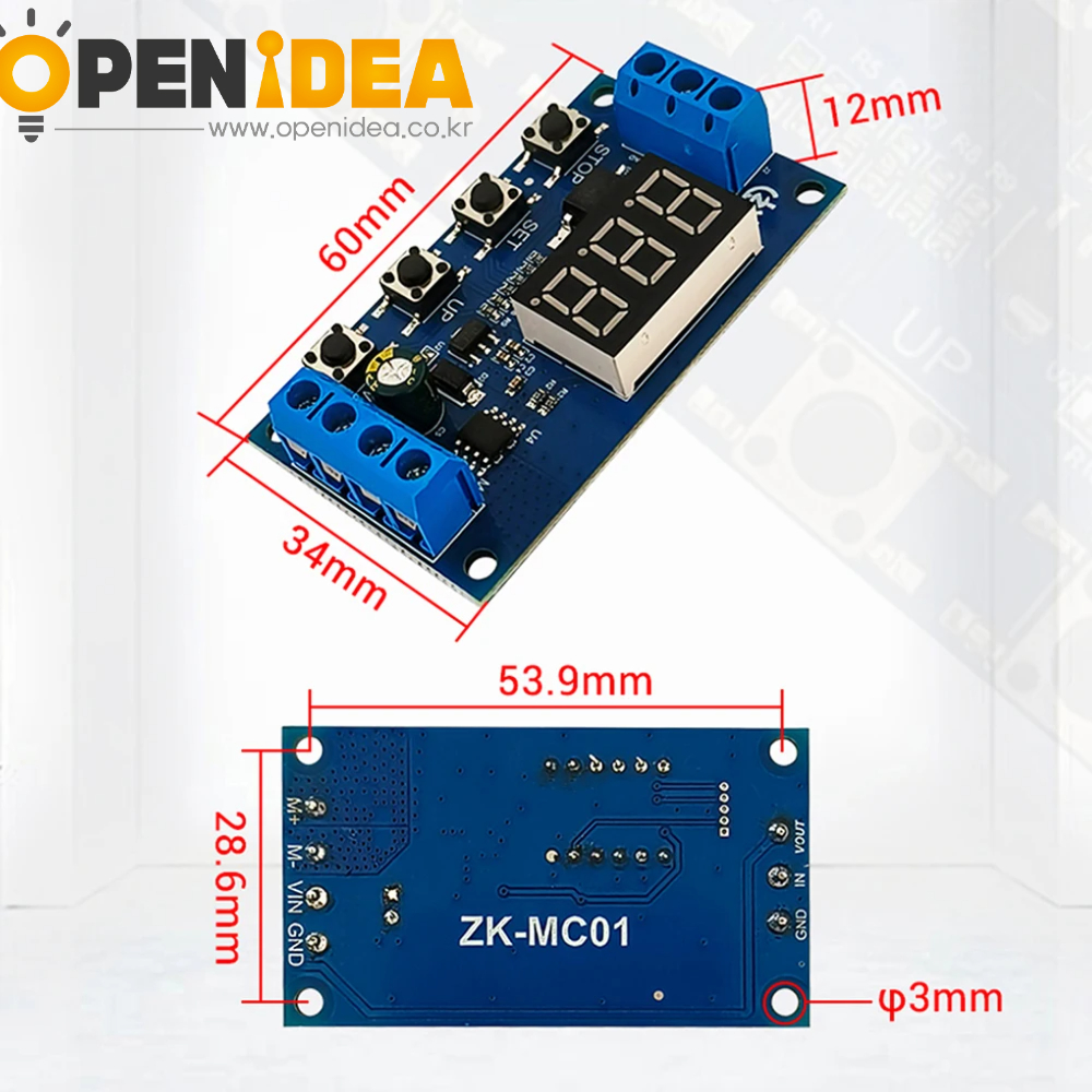 DC 3.3-15V 트리거 사이클 타이머 지연 스위치 LED 디스플레이 주기 타이머 모듈 ARDUINO 용 0.01s-999MIN 조정 가능한 타이머 ZK-MC01 [ZTH83-028]