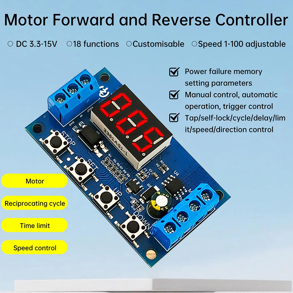 DC 3.3-15V 트리거 사이클 타이머 지연 스위치 LED 디스플레이 주기 타이머 모듈 ARDUINO 용 0.01s-999MIN 조정 가능한 타이머 ZK-MC01 [ZTH83-028]