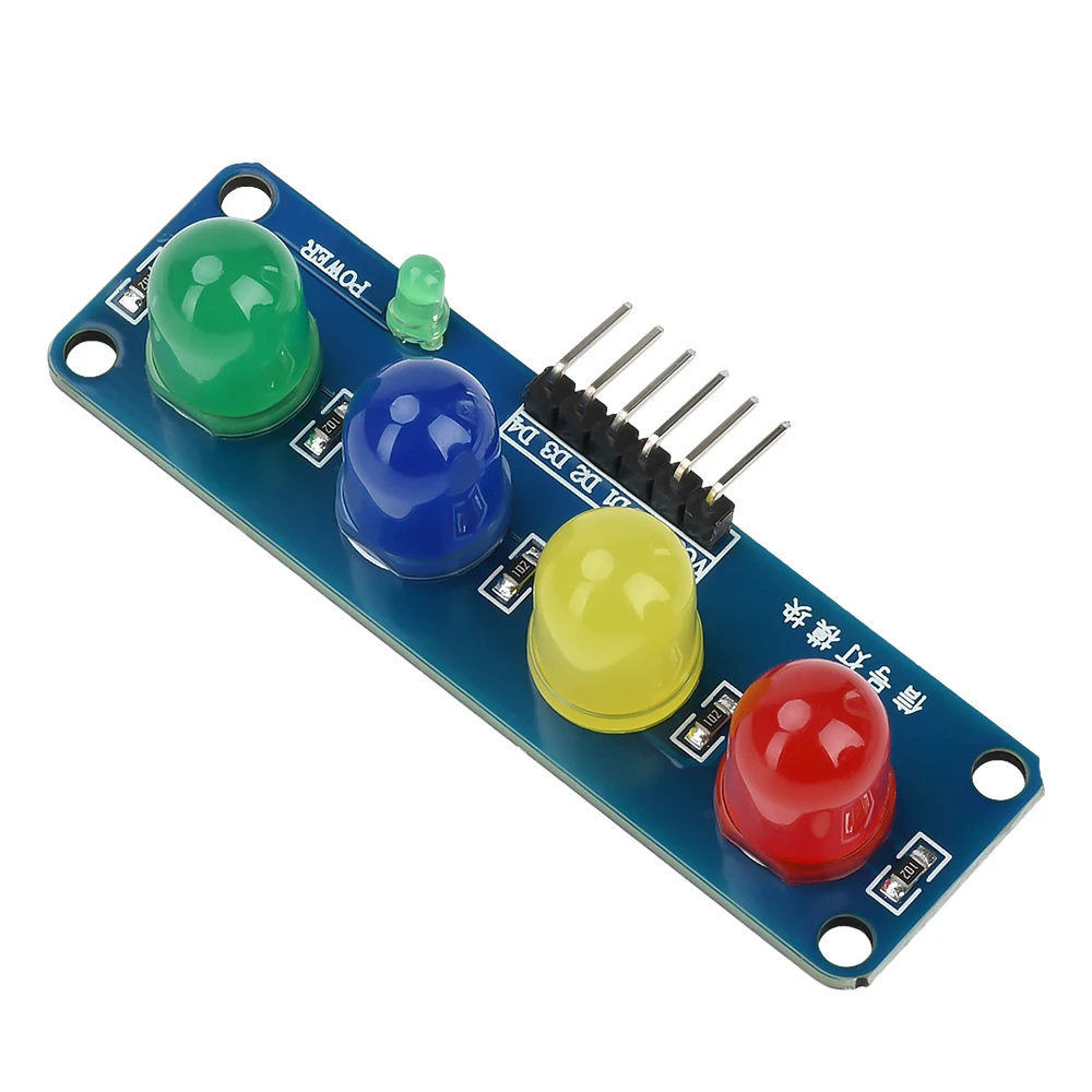 미니 DC3.3-5V 교통 신호등 LED 디스플레이 모듈 (아두이노용) 4 위치 신호등 빨강 노랑 파랑 초록 저레벨 트리거 [ZTX101-218]