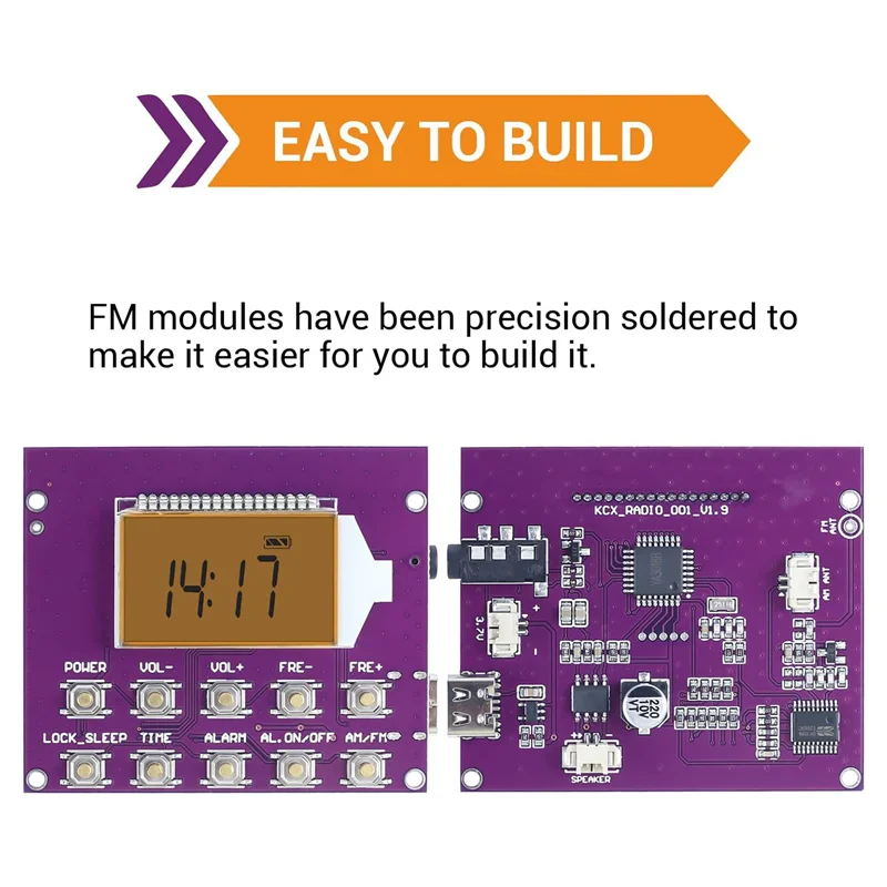 FORW-DIY 디지털 라디오 키트 디지털 라디오 LCD 디스플레이 조립 키트 단파 라디오 + 학생용 시계 STEM 학습 교육 [ZTR12-002]