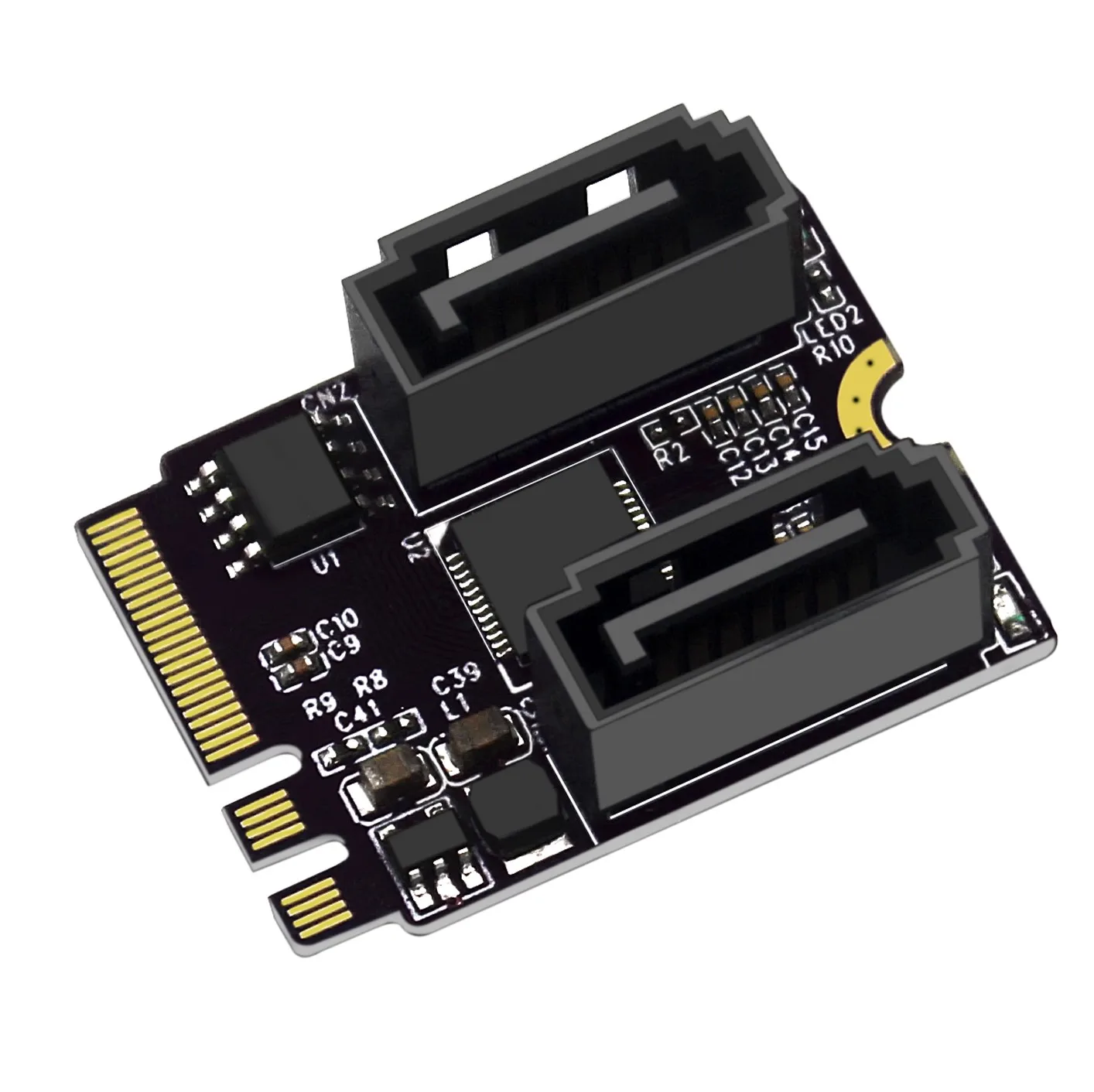 키 A+E 와이파이 M.2 SATA 하드 디스크 어댑터 카드 M2 to SATA3.0 확장 카드 드라이버 설치 없음 [ZTX101-375]