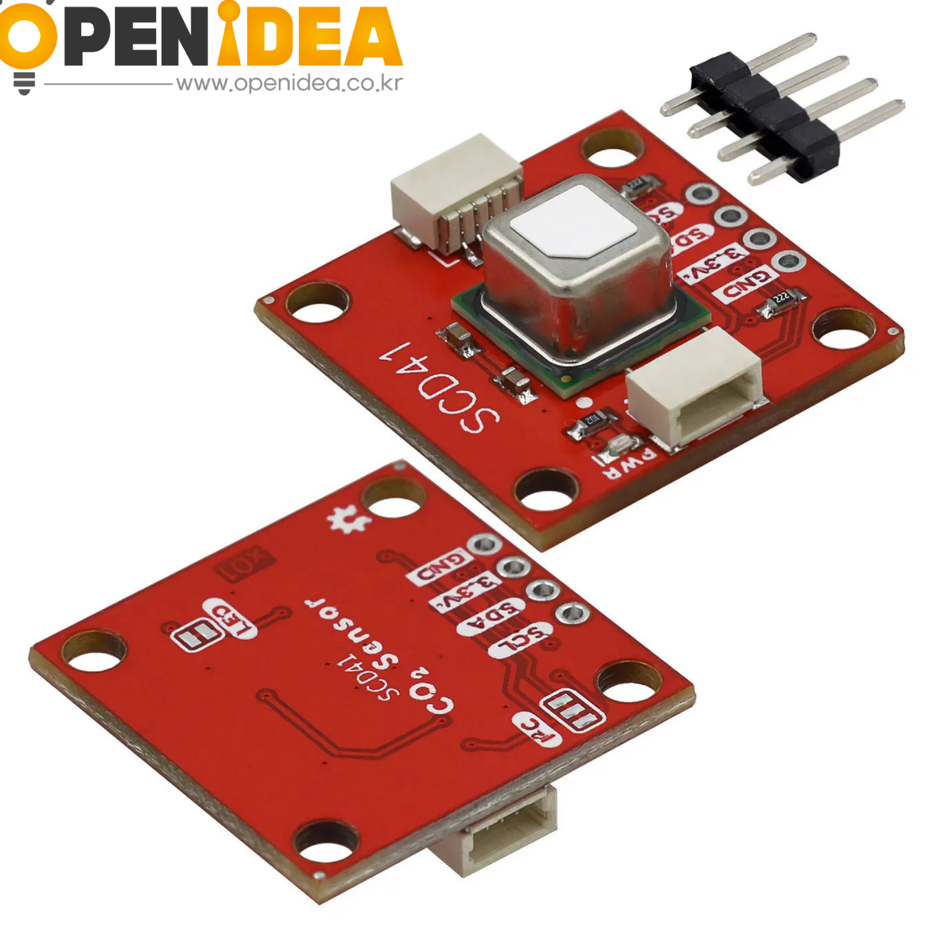 SCD41 Red plate 가스 센서 모듈 하나의 센서로 CO2 이산화탄소 온도 및 습도를 감지 가능 I2C 통신 [ZTJ68-052]