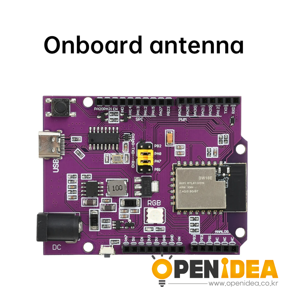 IPEX AntennaA 듀얼 밴드 ARM Cortex M4F Cortex M0 듀얼 코어 MCU PC IPEX 안테나 와이파이 BT5.0 개발 보드 BW16 [ZTW40-024]